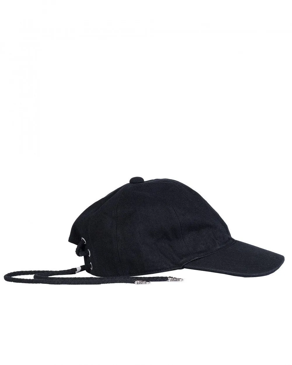 Black Lace Up Denim Cap