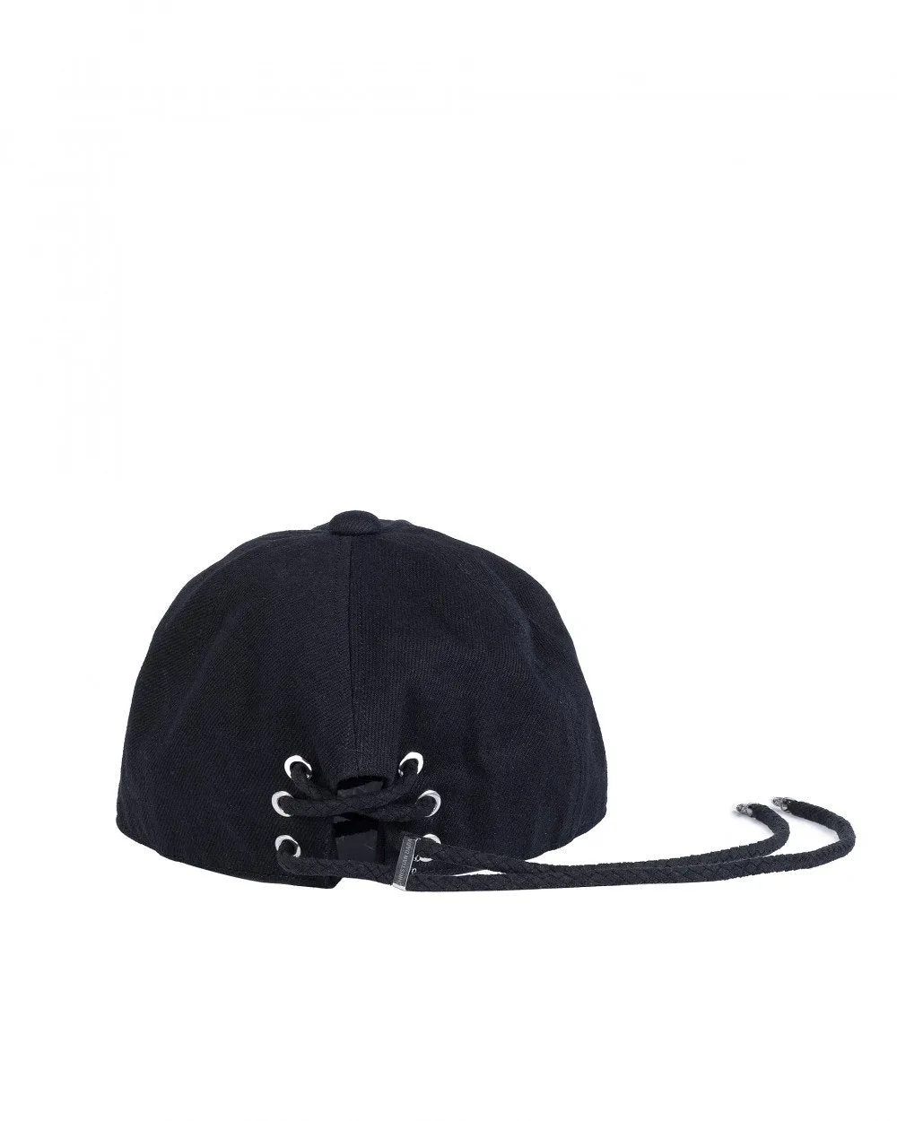Black Lace Up Denim Cap