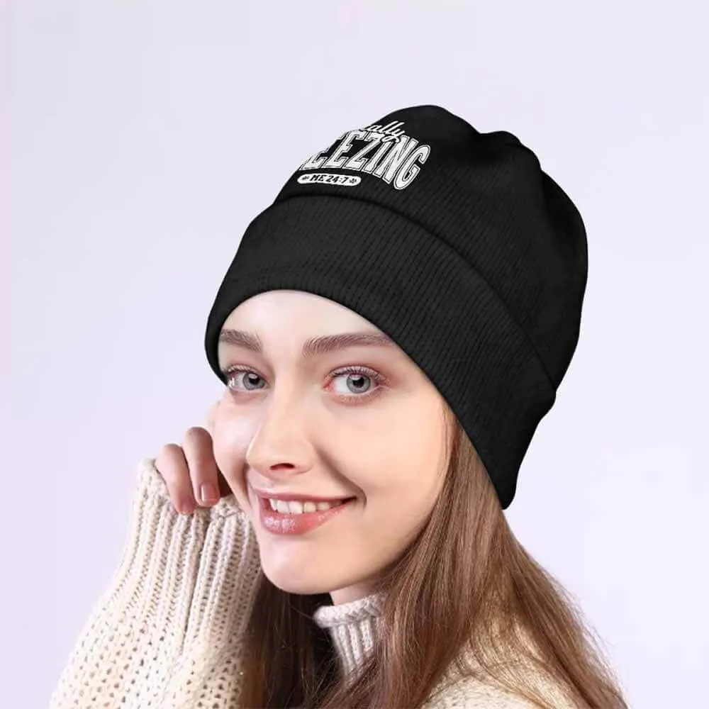 Black Literally Freezing Warm Knitted Beanie Hat