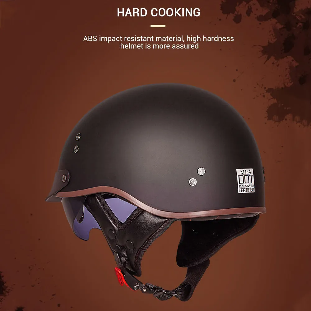 Black Matt Vintage Half Face Biker Helmet / DOT Certification Head Protection Helmet in Rock Style