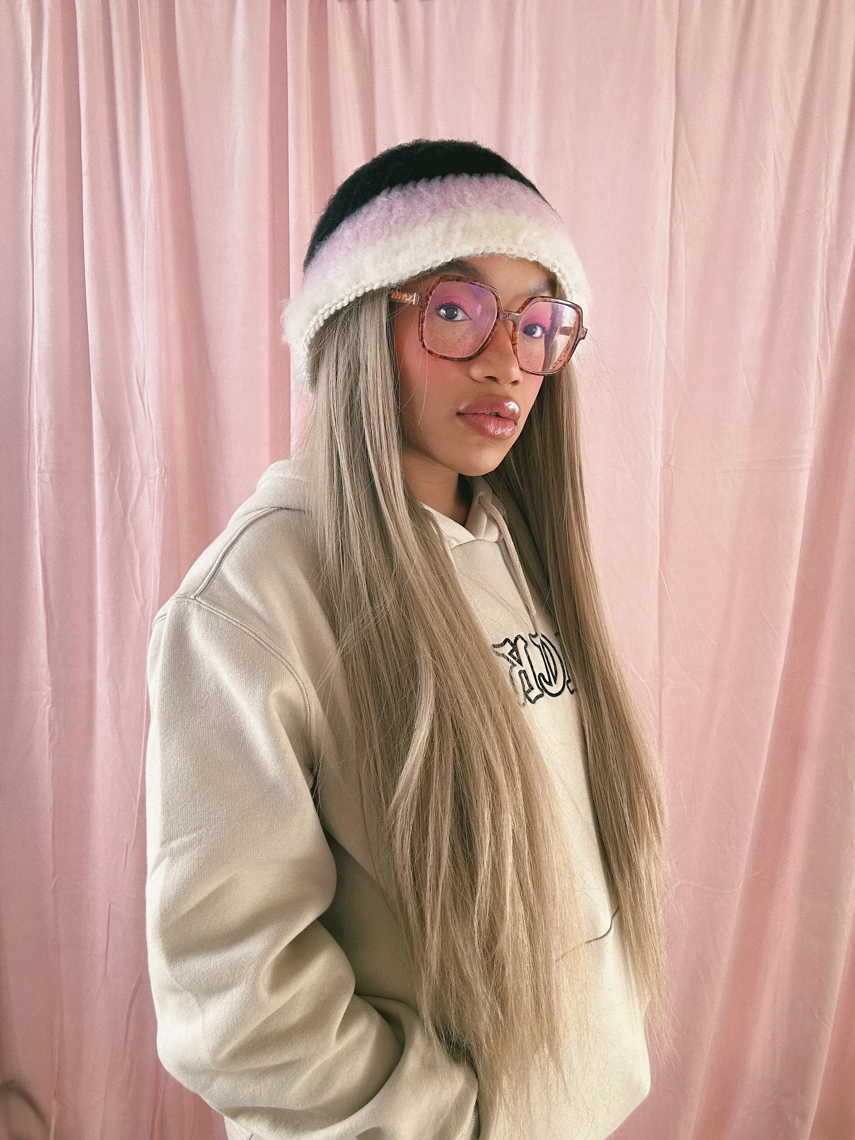 Black, Pink and Ivory Hat