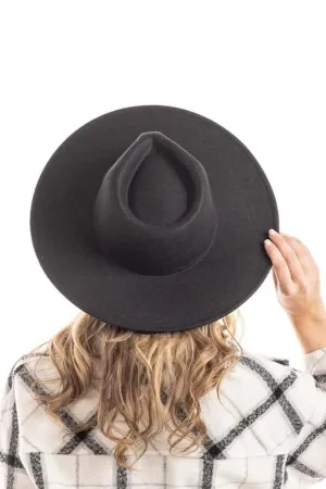 Black Wide Brim Felt Hat for Women