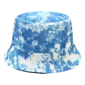 Blue and White Tie-Dye Bucket Hat