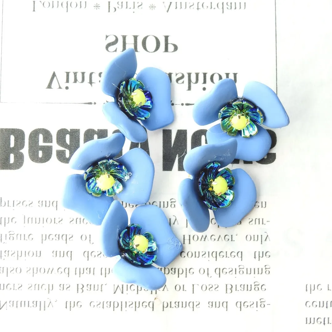 Blue Flower-Shaped Decorative Buttons