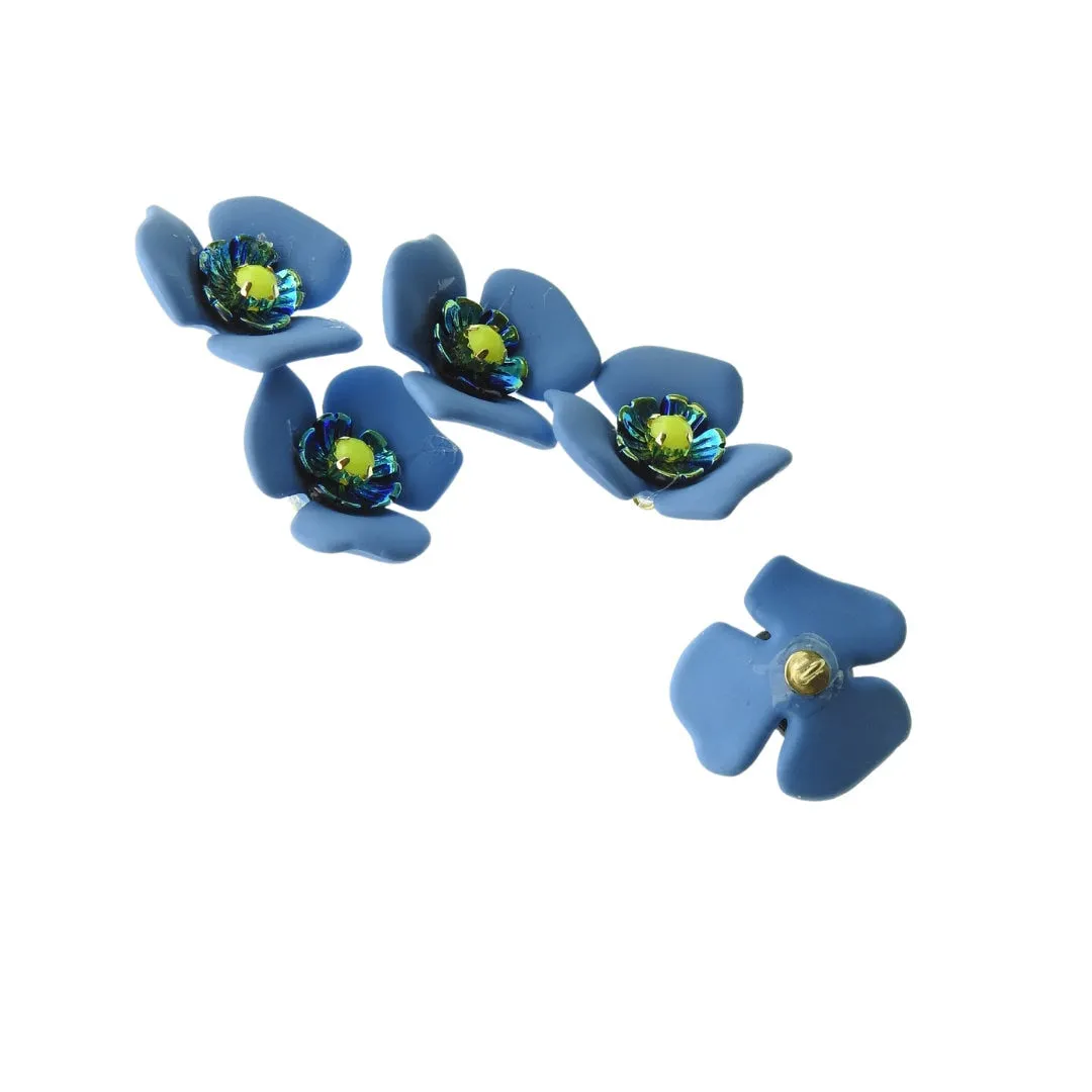 Blue Flower-Shaped Decorative Buttons