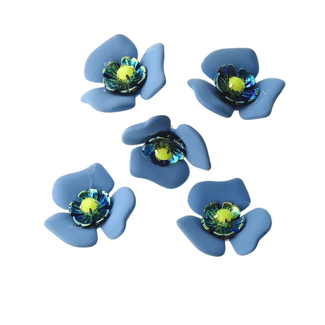 Blue Flower-Shaped Decorative Buttons