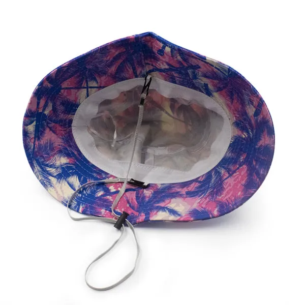 Blue Palms Bucket Hat with Drawstring