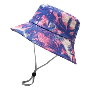 Blue Palms Bucket Hat with Drawstring