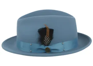 Blue Steven Land Men's Wool Fedora Felt Winter Hat-The Ayden Style No: WH-100