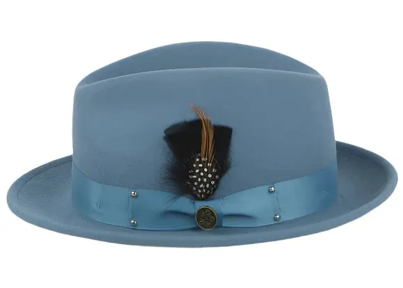 Blue Steven Land Men's Wool Fedora Felt Winter Hat-The Ayden Style No: WH-100