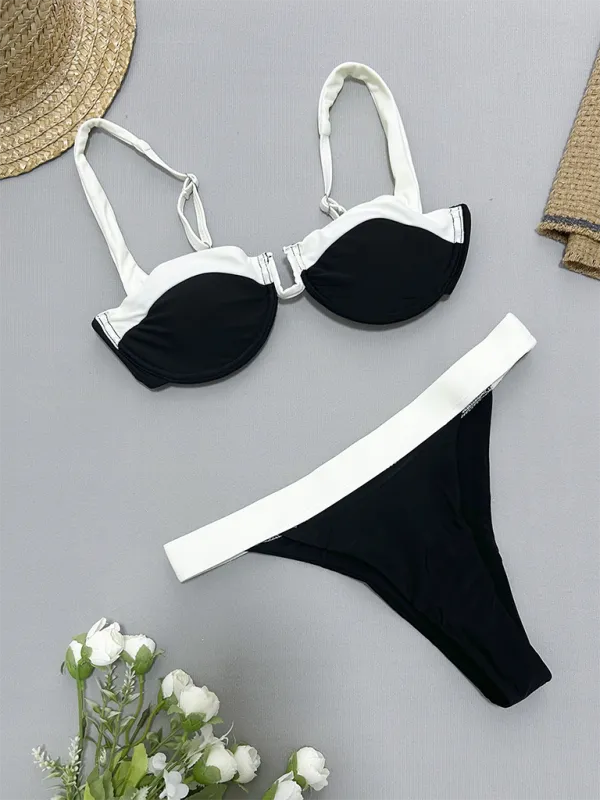 Blue Zone Planet |  Bekky's Black and White Gathered Bikini