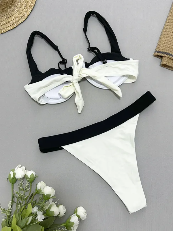 Blue Zone Planet |  Bekky's Black and White Gathered Bikini