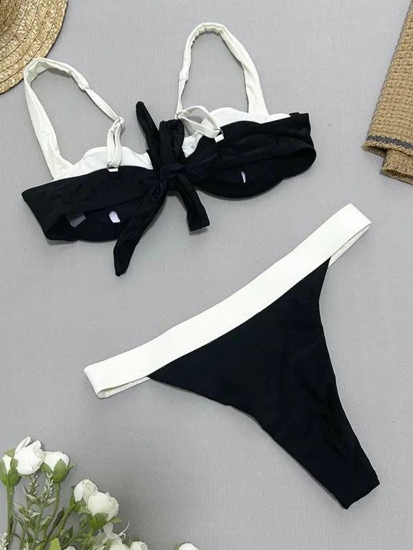 Blue Zone Planet |  Bekky's Black and White Gathered Bikini