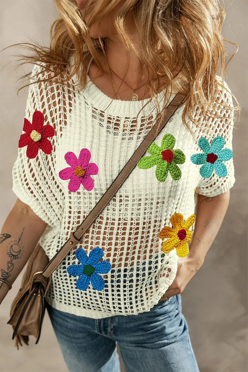 Blue Zone Planet |  Lynne's White Crochet Flower Hollow-out Cover-up