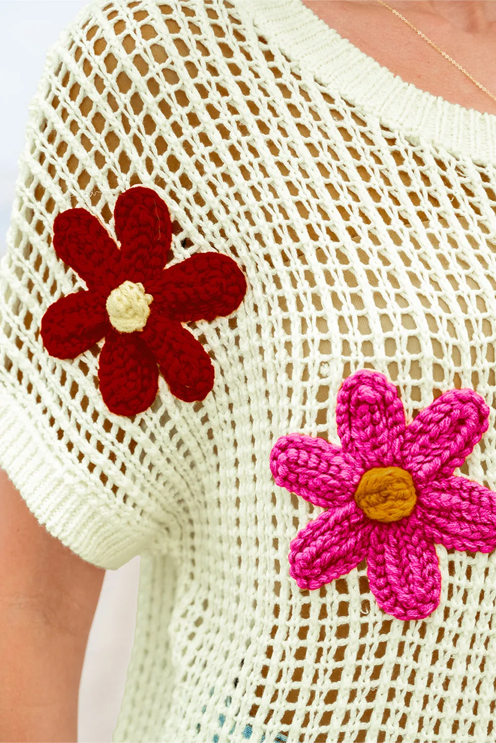 Blue Zone Planet |  Lynne's White Crochet Flower Hollow-out Cover-up
