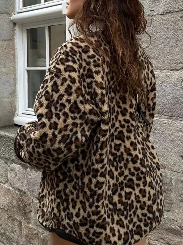 Blue Zone Planet |  Mia's Leopard Print Casual Loose Long-Sleeve Jacket Coat