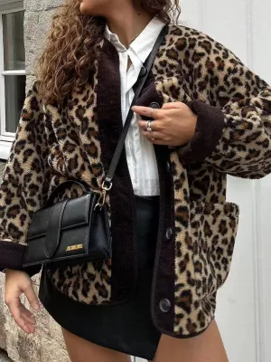 Blue Zone Planet |  Mia's Leopard Print Casual Loose Long-Sleeve Jacket Coat