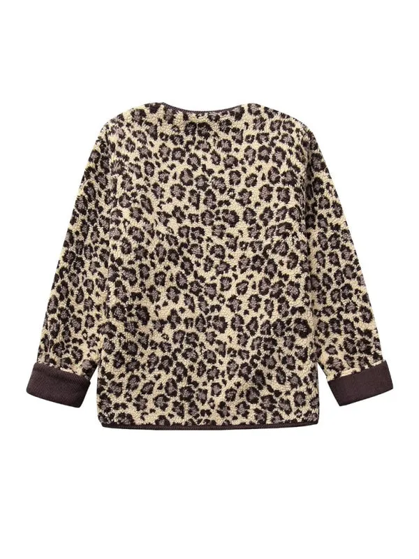 Blue Zone Planet |  Mia's Leopard Print Casual Loose Long-Sleeve Jacket Coat