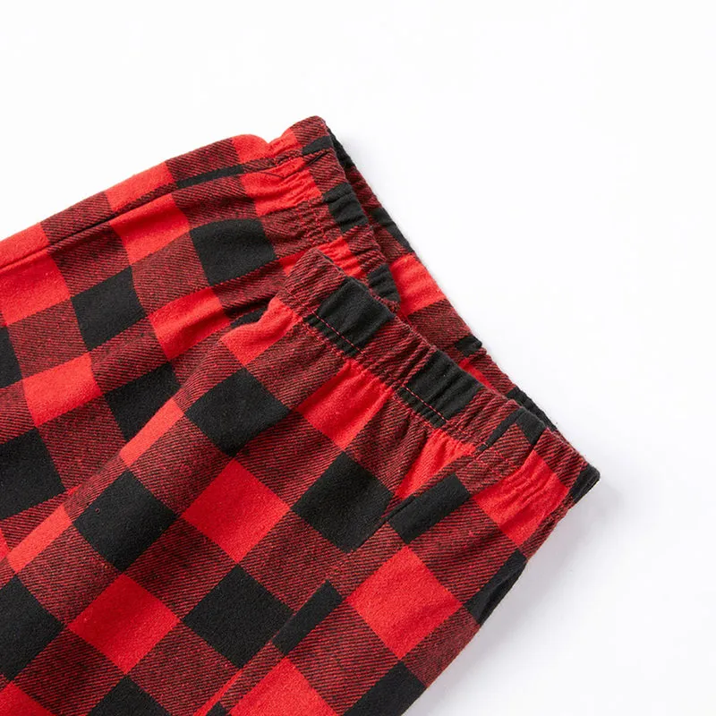 Bluey-Themed Festive Animal Pattern Red&Black Plaid Family Pajama Sets