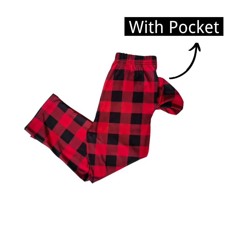Bluey-Themed Festive Animal Pattern Red&Black Plaid Family Pajama Sets