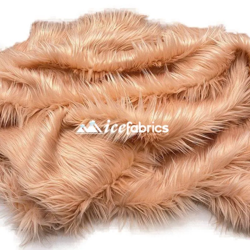 Blush Shaggy Mohair Long Pile Faux Fur Fabric By The Yard