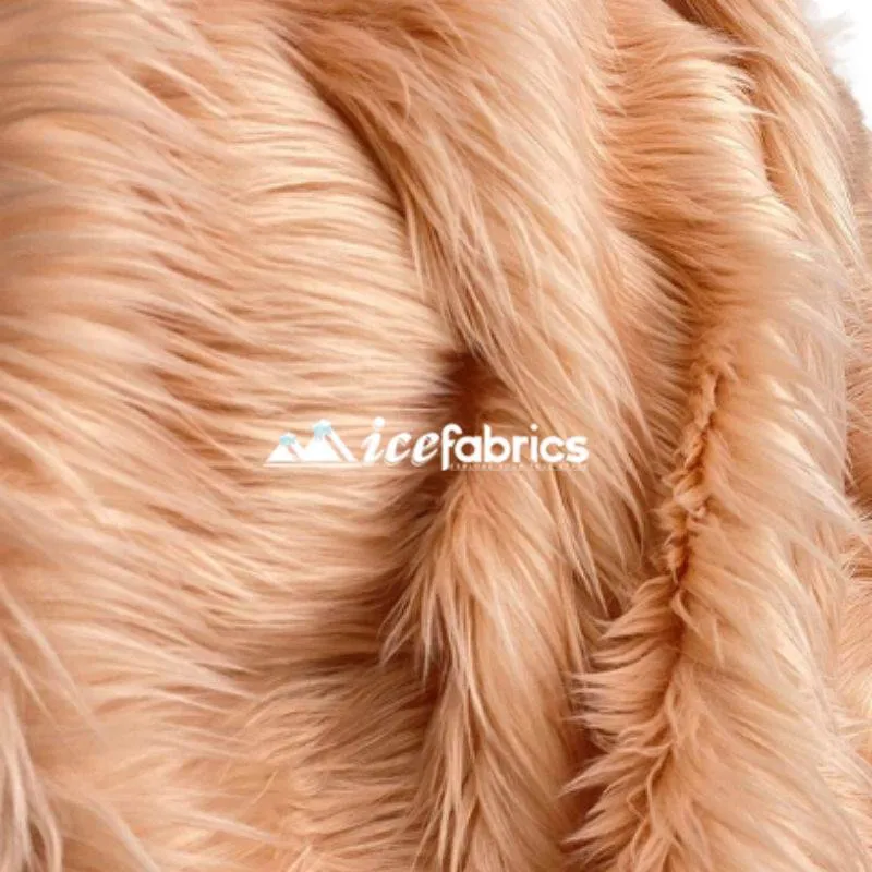Blush Shaggy Mohair Long Pile Faux Fur Fabric By The Yard
