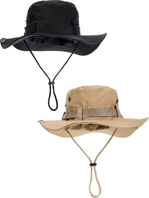 Boao 2 Pcs Safari Hats for Women Men Fishing Sun Hat Wide Brim Bucket Cap Park Costume UV Protect Cap Camping Outdoor