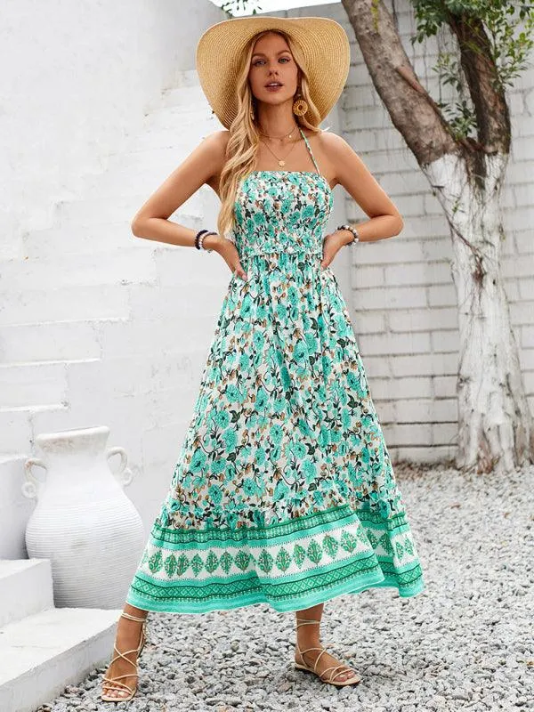 Bohemian Chic Halter Neck Maxi Dress for the Free-Spirited Fashionista