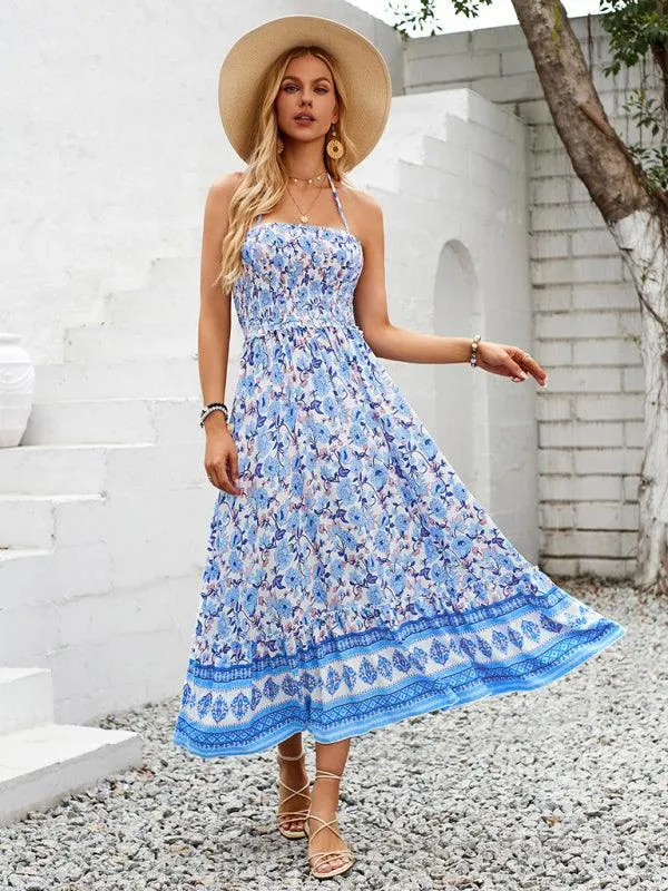 Bohemian Chic Halter Neck Maxi Dress for the Free-Spirited Fashionista