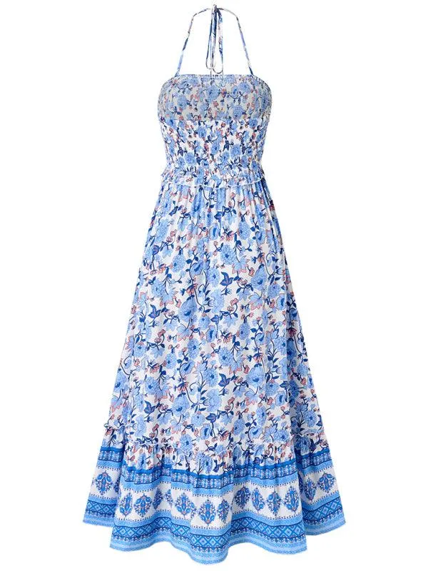 Bohemian Chic Halter Neck Maxi Dress for the Free-Spirited Fashionista