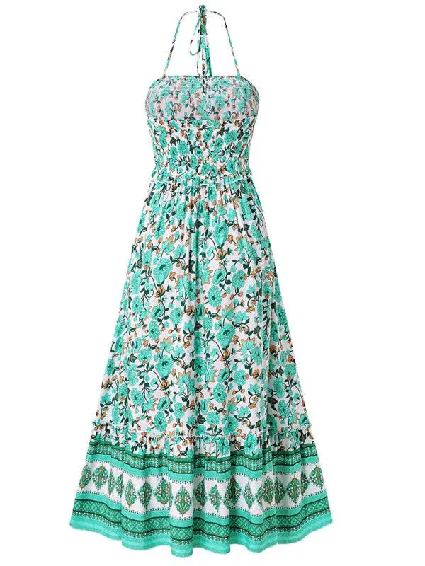 Bohemian Chic Halter Neck Maxi Dress for the Free-Spirited Fashionista