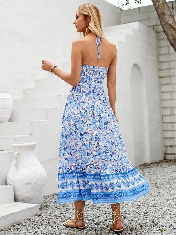 Bohemian Chic Halter Neck Maxi Dress for the Free-Spirited Fashionista