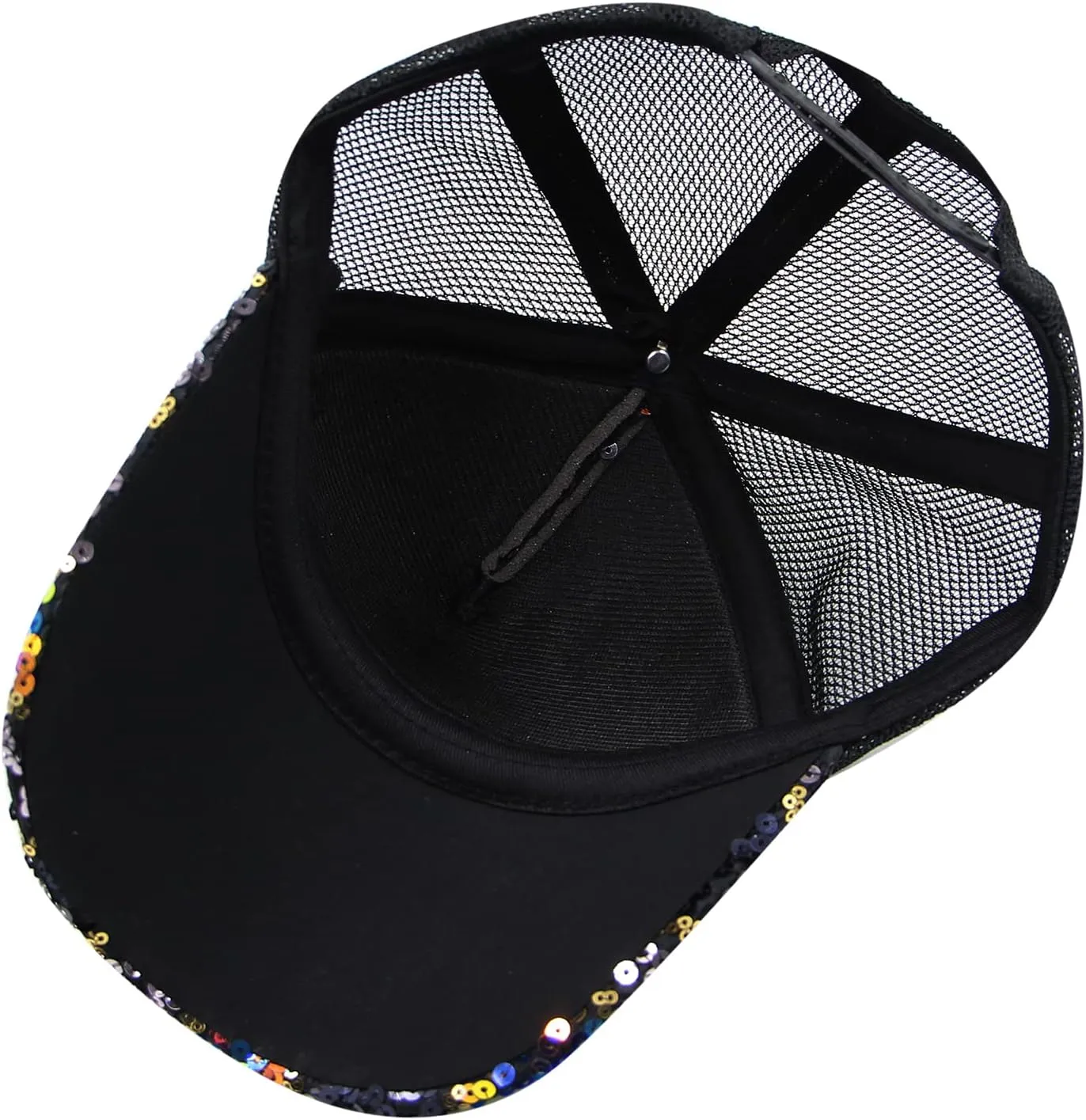 BOLLEY JOSS Sequin Ponytail Baseball Cap for Women Girls Velcro Ponycap Adjustable Mesh Trucker Hat