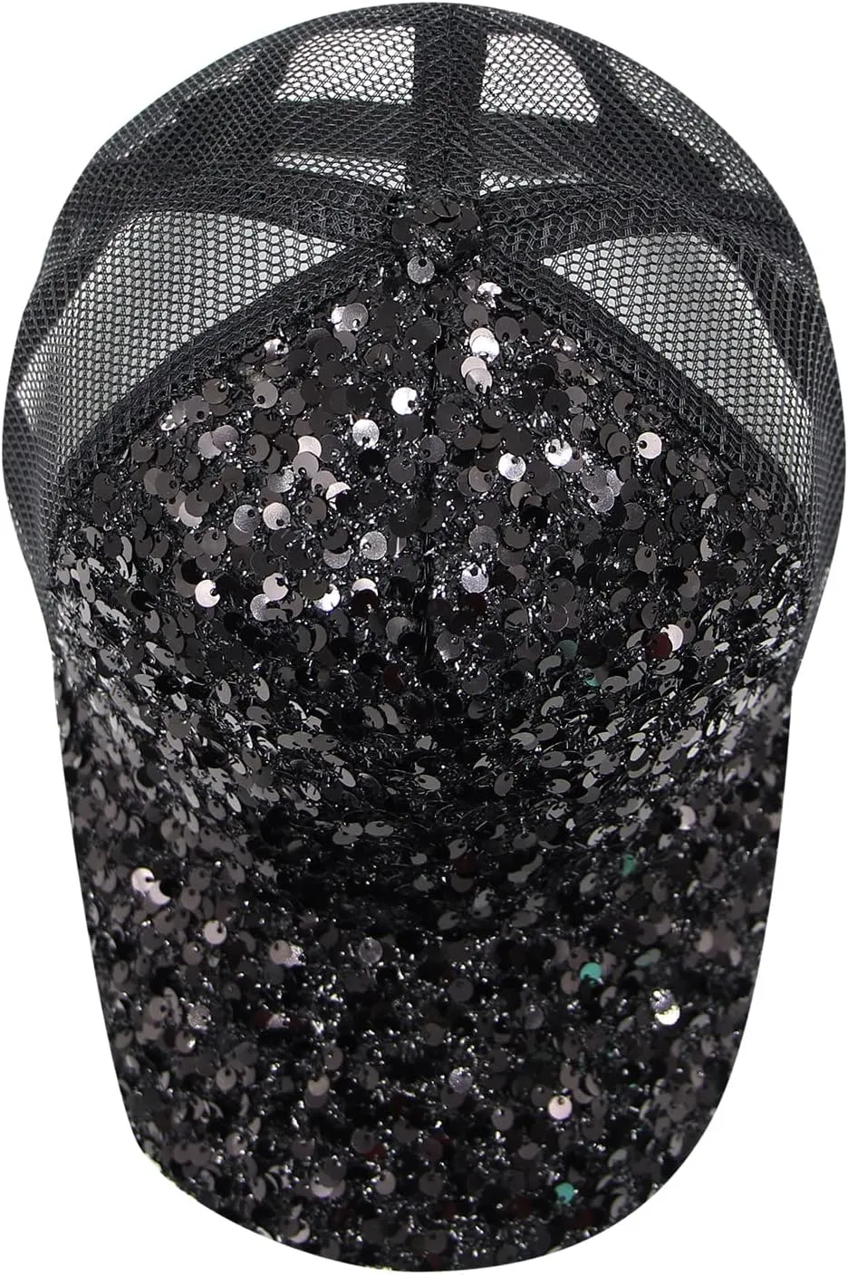 BOLLEY JOSS Sequin Ponytail Baseball Cap for Women Girls Velcro Ponycap Adjustable Mesh Trucker Hat