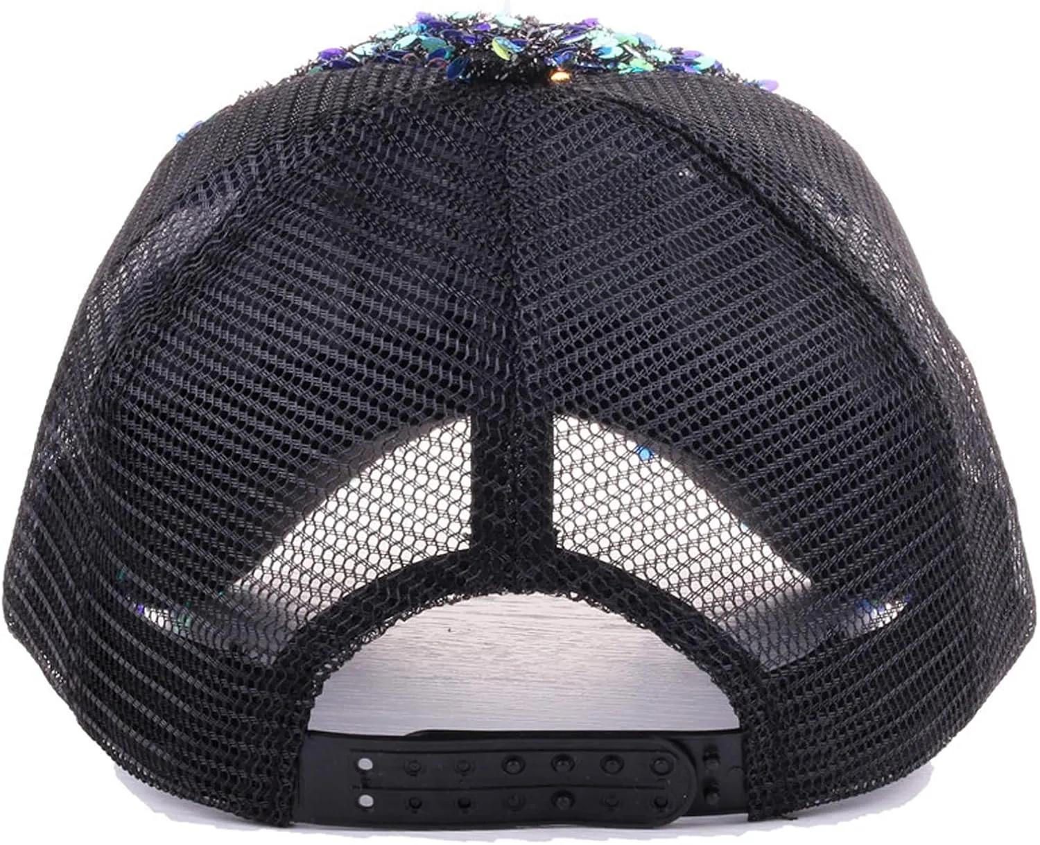 BOLLEY JOSS Sequin Ponytail Baseball Cap for Women Girls Velcro Ponycap Adjustable Mesh Trucker Hat