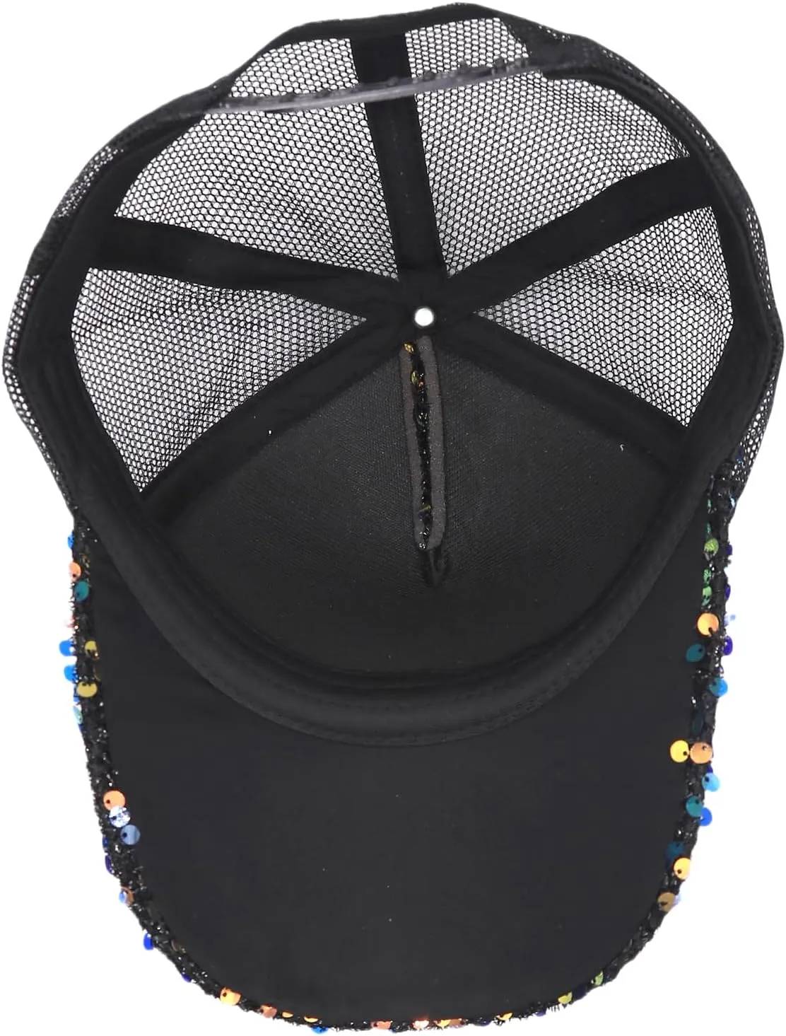 BOLLEY JOSS Sequin Ponytail Baseball Cap for Women Girls Velcro Ponycap Adjustable Mesh Trucker Hat