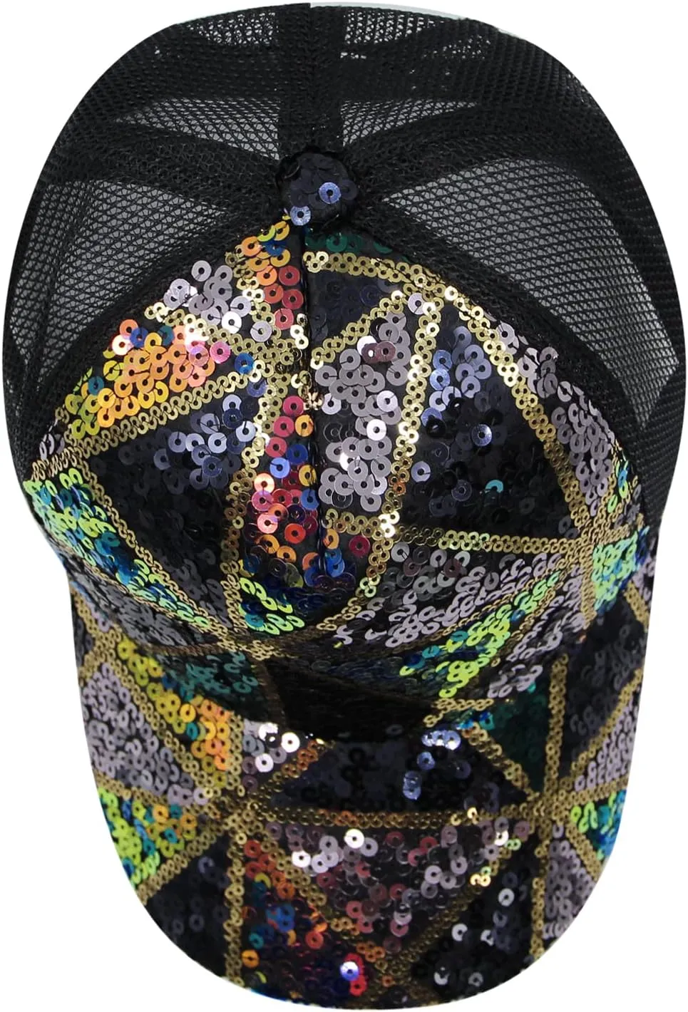 BOLLEY JOSS Sequin Ponytail Baseball Cap for Women Girls Velcro Ponycap Adjustable Mesh Trucker Hat