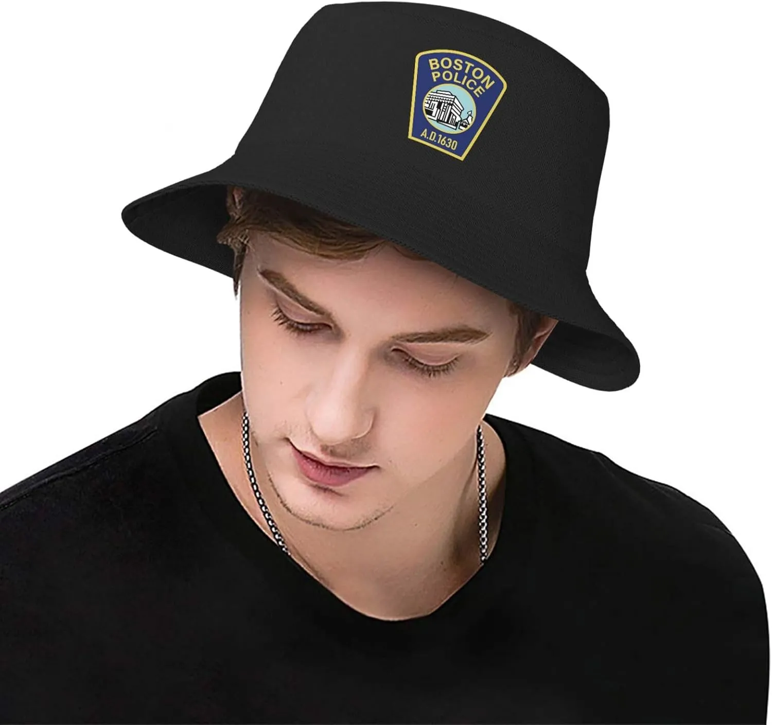 Boston Police Department Bucket Hat, Fishing Hat Beach Sun Hats Summer Bucket Caps for Men Women