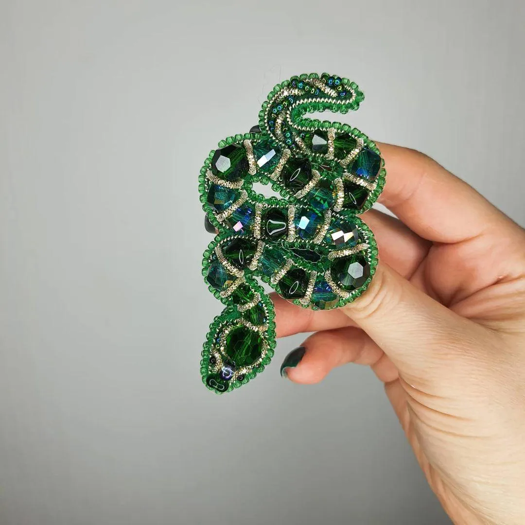 BP-298 Beadwork kit for creating broоch Crystal Art "Snake"