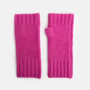 Bright Pink Cashmere Link Knit Wrist Warmers
