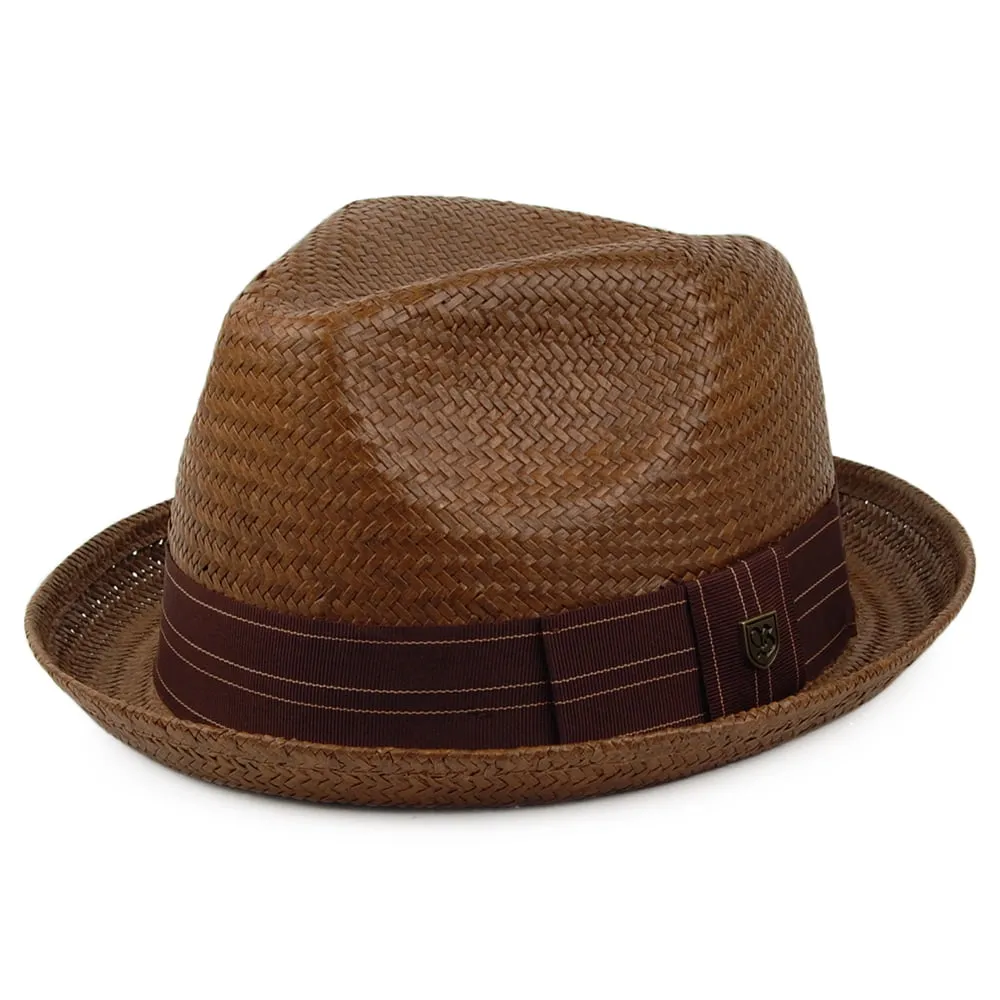 Brixton Hats Castor Straw Trilby Hat - Sepia-Brown