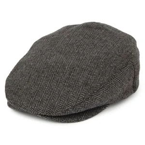 Brixton Hats Hooligan Herringbone Flat Cap - Grey-Black