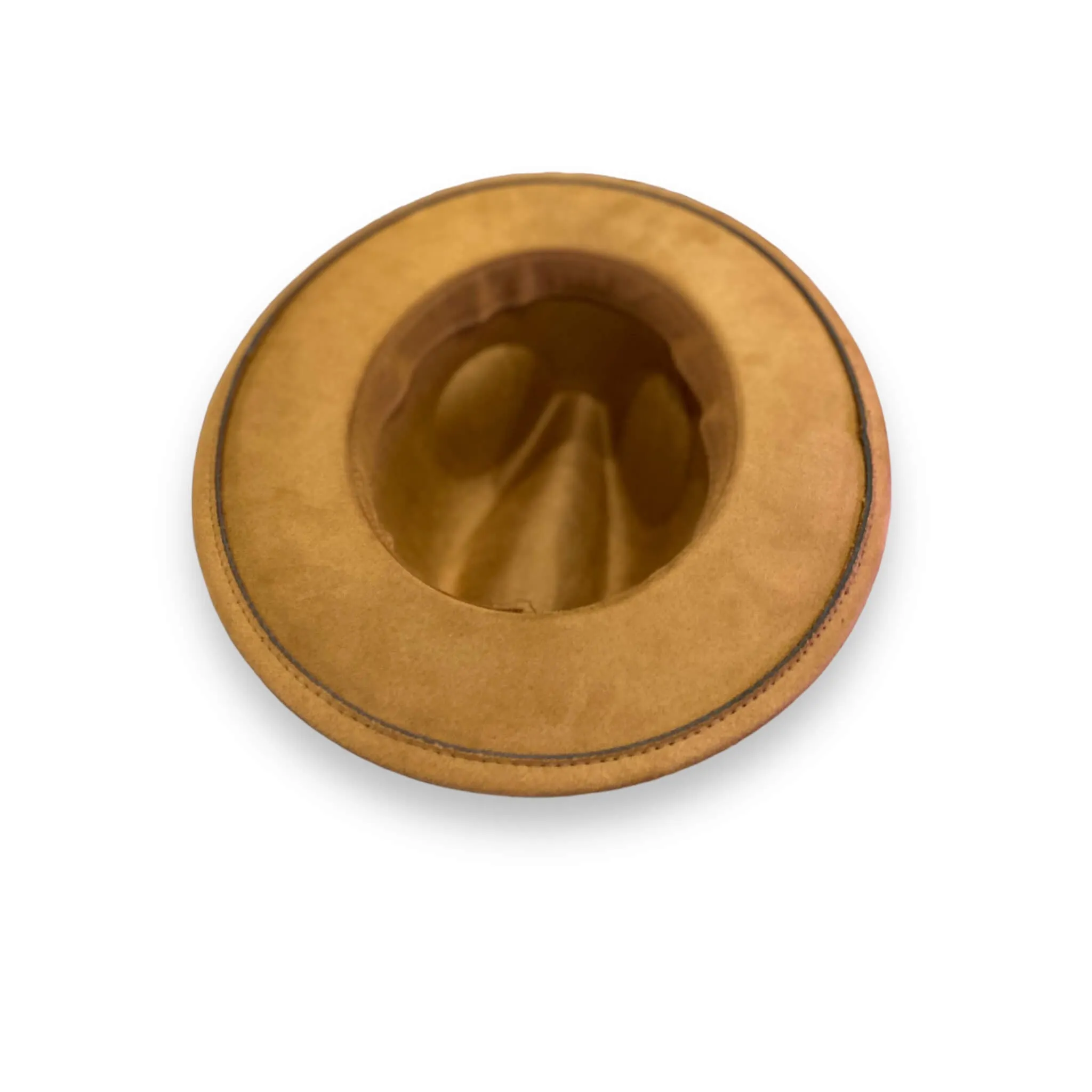 Brown Suede Leather Band Fedora Hat