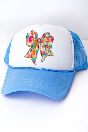 Brushed Colorful Coquette Bow Foam Mesh Back Trucker Cap