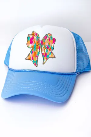 Brushed Colorful Coquette Bow Foam Mesh Back Trucker Cap