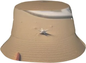 Bucket Hat for Men Women Packable Breathable Sun Hats Fisherman Hats Outdoor Summer Travel Hiking Beach Caps 3D Beautiful Starfish On Beach Sand