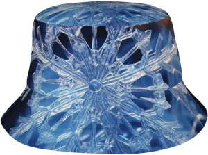 Bucket Hat for Men Women Packable Breathable Sun Hats Fisherman Hats Outdoor Summer Travel Hiking Beach Caps Crystal Snowflake Black