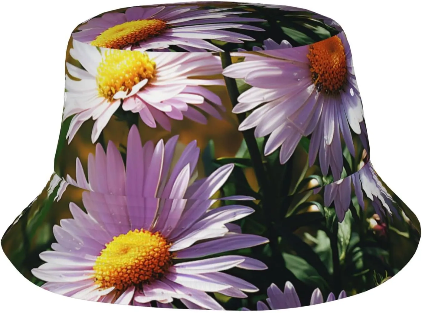 Bucket Hat for Men Women Packable Breathable Sun Hats Fisherman Hats Outdoor Summer Travel Hiking Beach Caps Daisy Plants Black