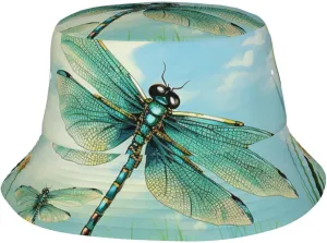 Bucket Hat for Men Women Packable Breathable Sun Hats Fisherman Hats Outdoor Summer Travel Hiking Beach Caps Dragonflies in Flight Black