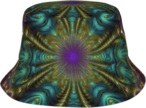 Bucket Hat for Men Women Packable Breathable Sun Hats Fisherman Hats Outdoor Summer Travel Hiking Beach Caps Fractal Art Black